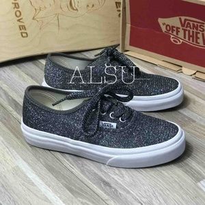 vans authentic black glitter